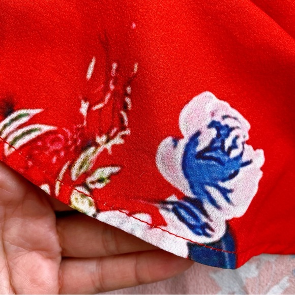 ❤️ YIDARTON BOHO RED MULTI FLORAL SLIT MIDI DRESS! - Picture 8 of 13